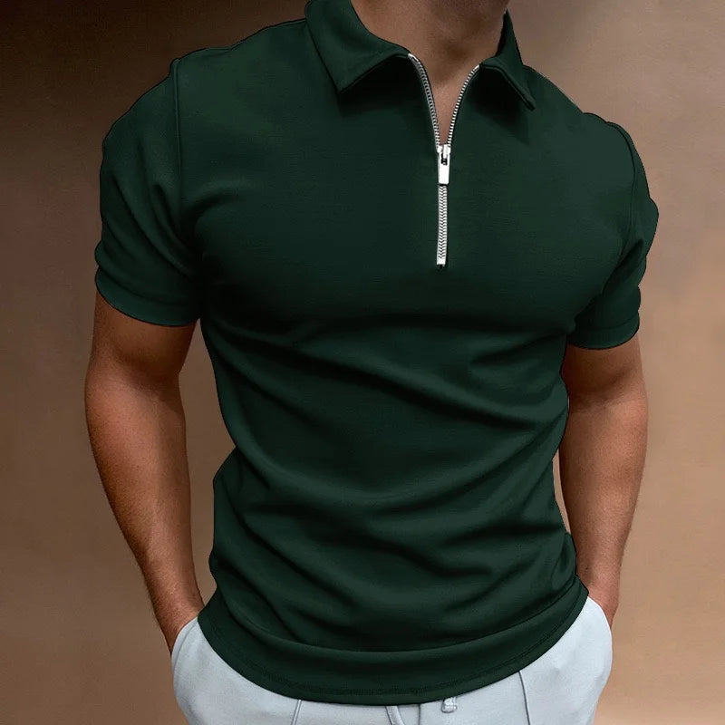Virello Poloshirt med Half-Zip og Korte Ærmer Slim Fit