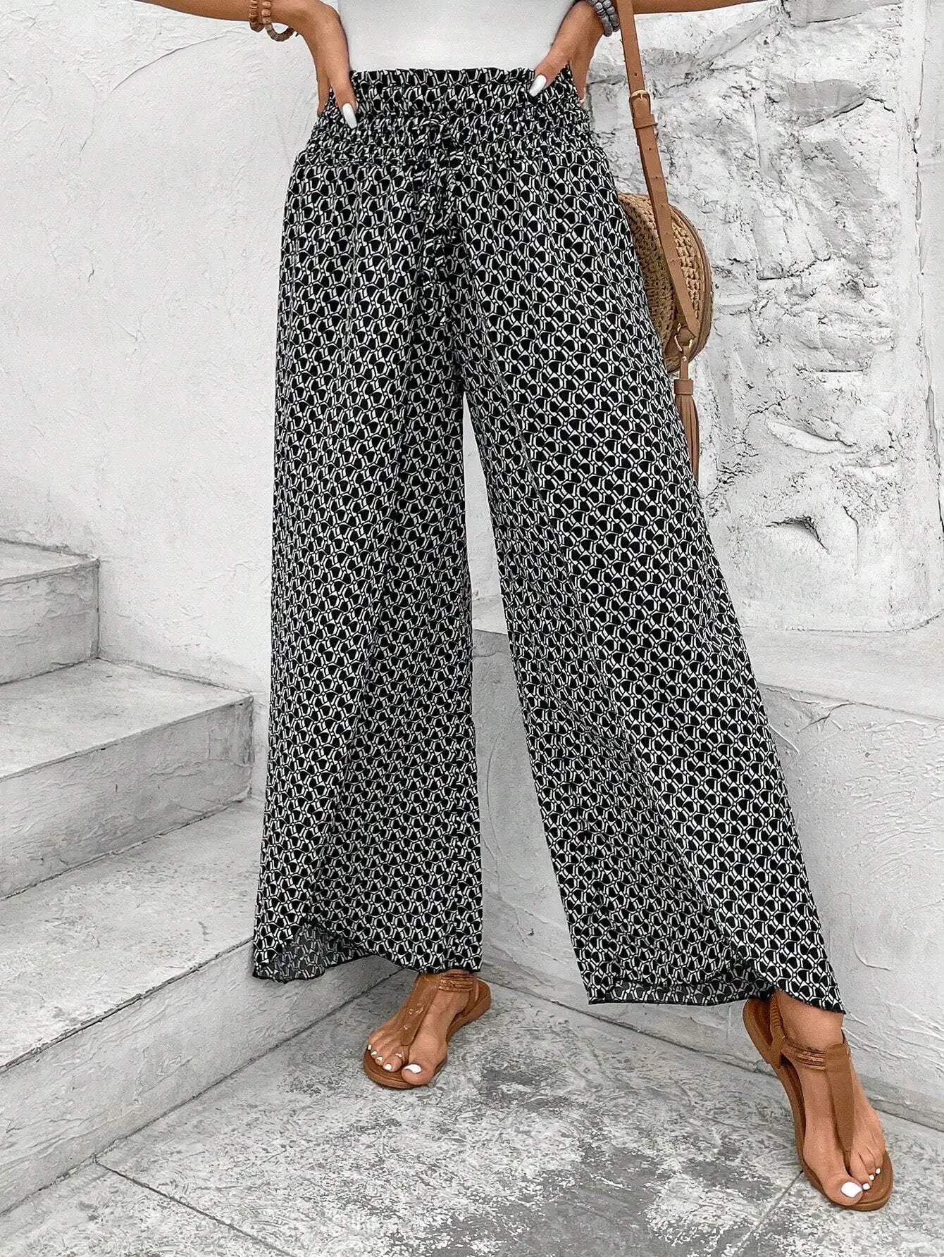 Paisoria dame culotte – vide bukser med paisley mønster og elastisk talje