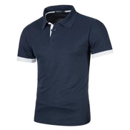 Herre polo shirt kortærmet polyester med knaplukning ensfarvet design