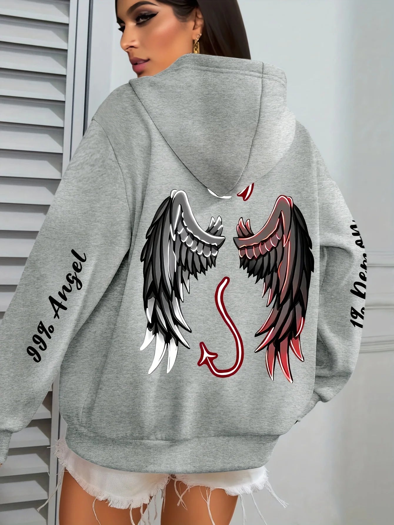 Angel & Devil hættetrøje – unisex sweatshirt med print
