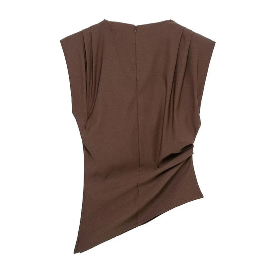 Elvara dame top – asymmetrisk one-shoulder top med drapering
