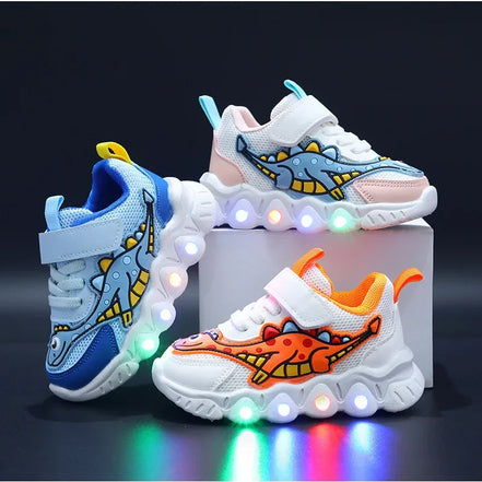 Lumexo børnesneakers med LED-sål og velcrolukning