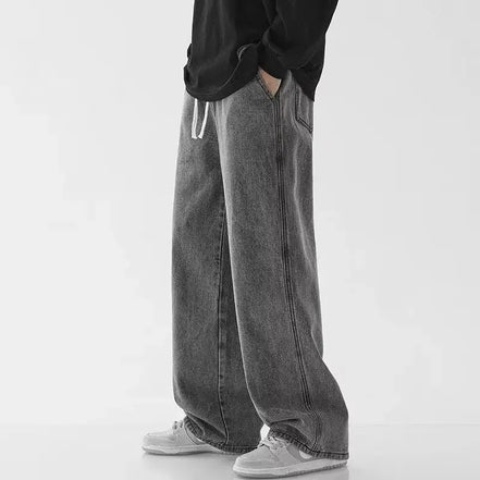 Baggy jeans med elastisk talje og let denim – bukser til hverdag og streetwear – Denviro