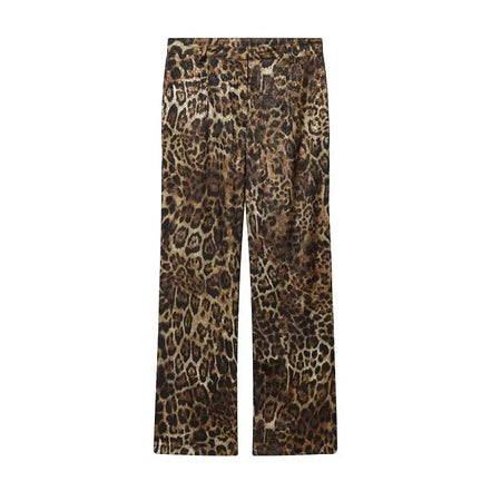Dame buksesæt med leopardmønster og lang blazer – Leorisse