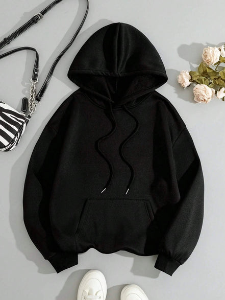 Trendy hættetrøje med kaninprint til kvinder – blød fleecepullover med afslappet pasform