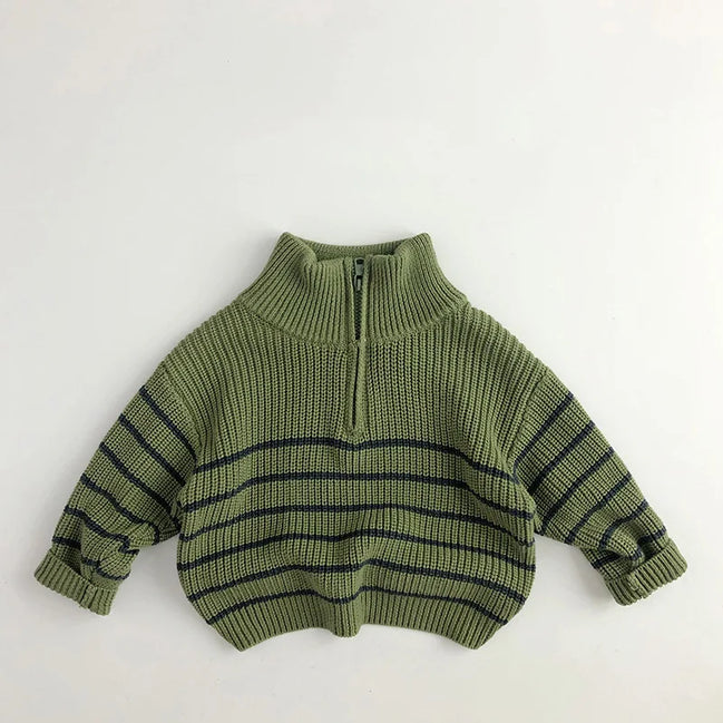 Milona børnesweater med høj krave og lynlås