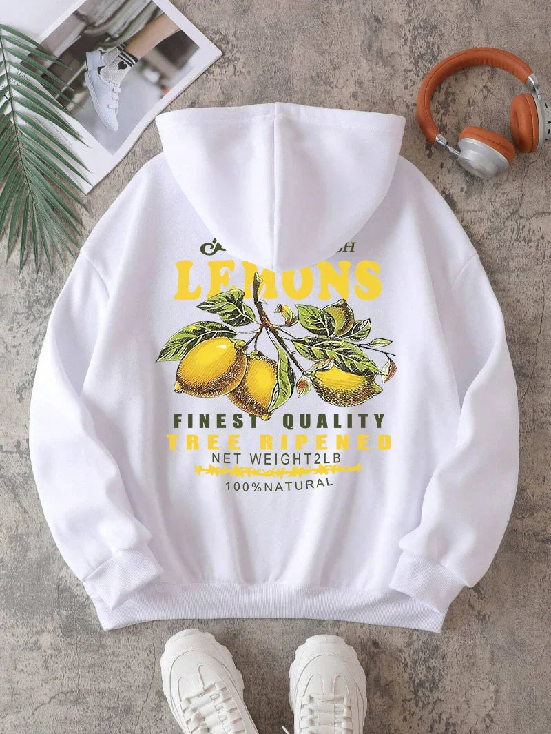 Lemon Hoodie med citronprint