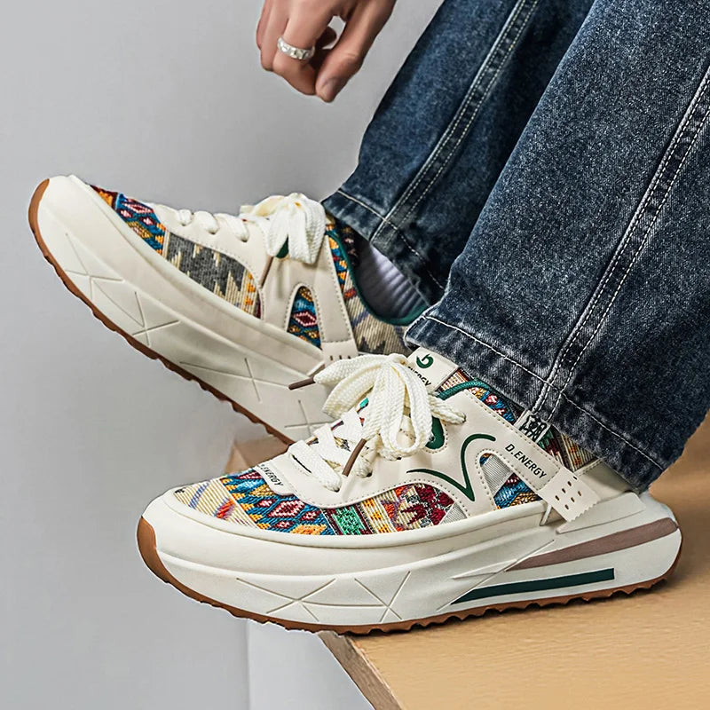 Lurex unisex sneakers med snørelukning – tekstilsko med gummisål