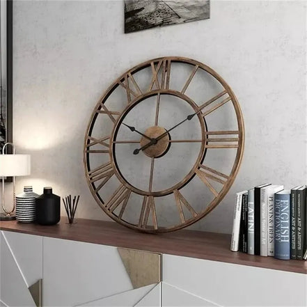 Ravento metal vægur – rund 40 cm med romertal