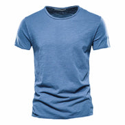 Herre T-shirt kortærmet bomuld rund hals let pasform