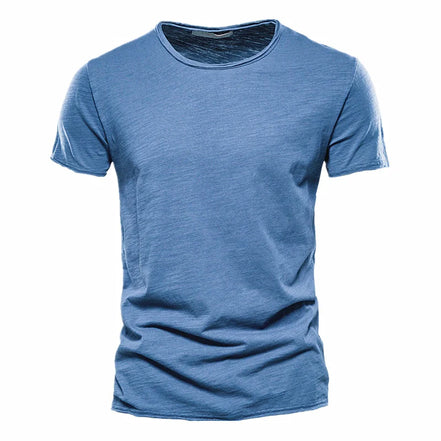 Herre T-shirt kortærmet bomuld rund hals let pasform