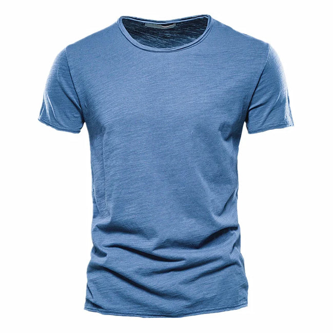 Herre T-shirt kortærmet bomuld rund hals let pasform
