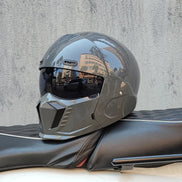 Unisex motorcykelhjelm med visir og full face design – hjelm til motorcykel og scooter – Nexorix