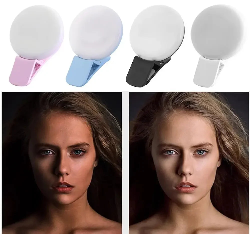Dobíjecí LED světlo na selfie s klipem a 3 úrovněmi svícení - Lumivex