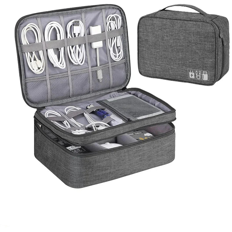 Cordiva Square organizer – kabeltaske med lynlås og ruminddeling