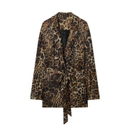 Dame buksesæt med leopardmønster og lang blazer – Leorisse