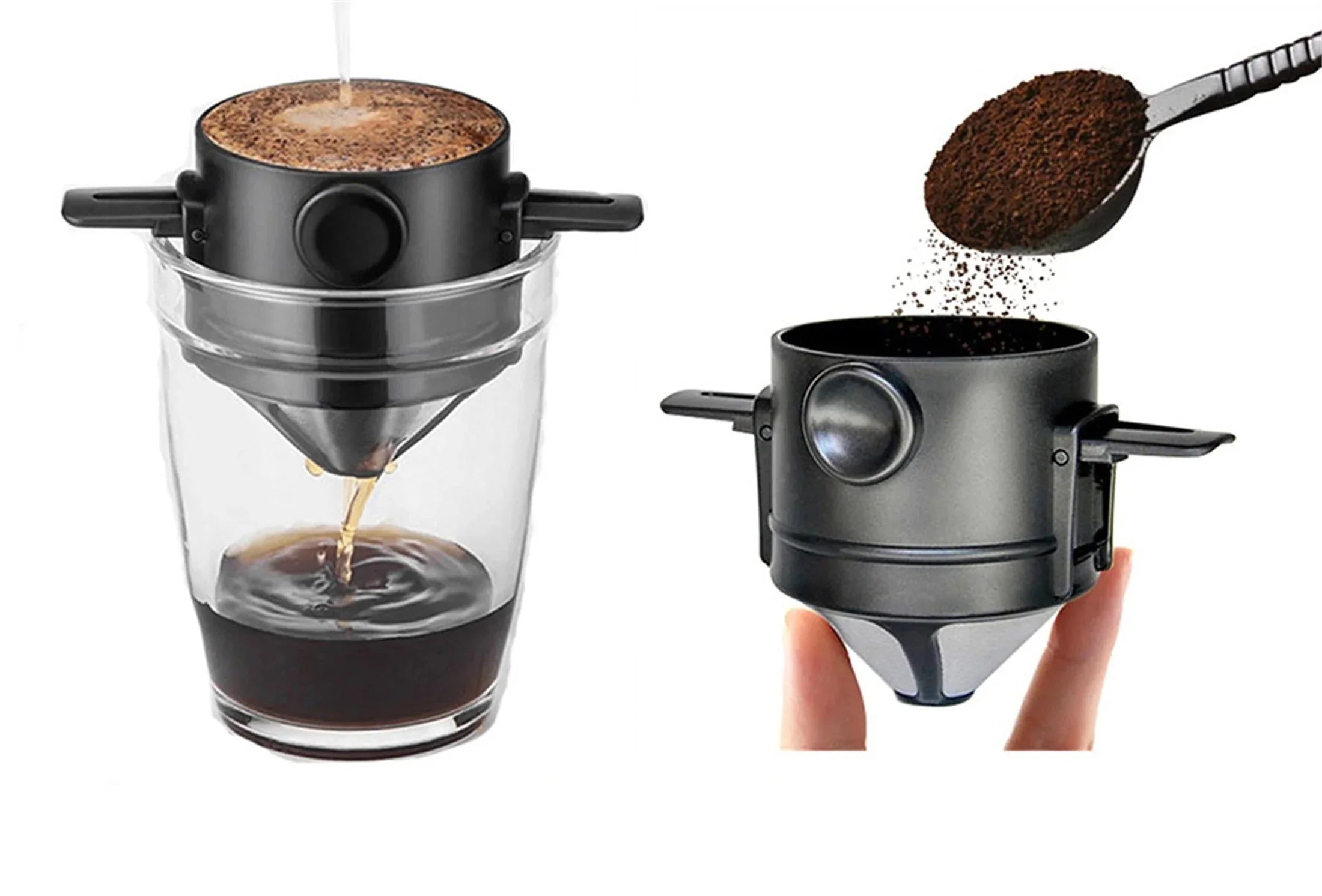 FoldBrew RVS Kaffefilter – Sammenklappelig Håndfilter i Rustfrit Stål