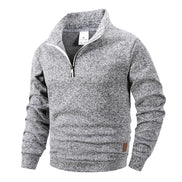 Herre pullover med høj krave og halv lynlås – Alveron