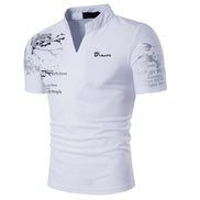 Herre polo shirt kortærmet polyester V-hals printet design