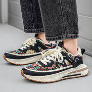 Lurex unisex sneakers med snørelukning – tekstilsko med gummisål