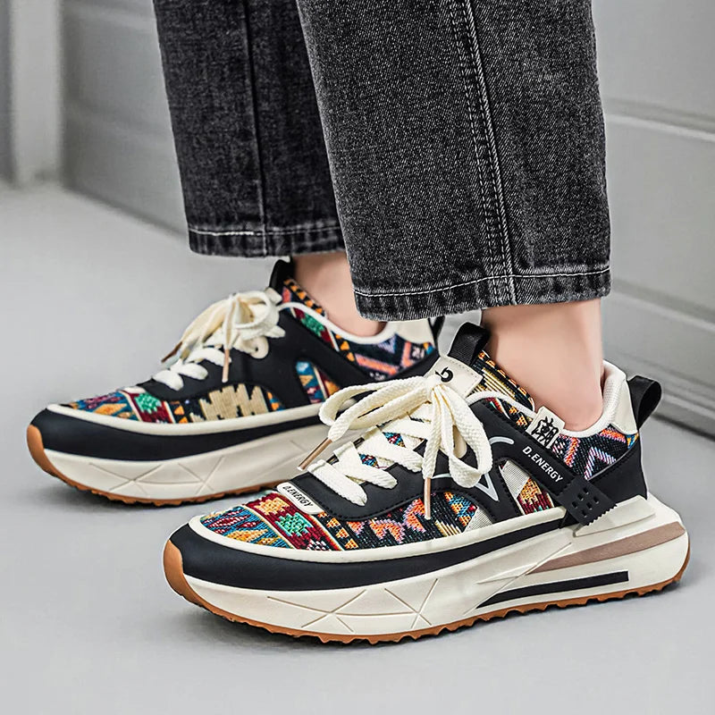 Lurex unisex sneakers med snørelukning – tekstilsko med gummisål