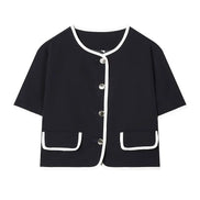 Cropped blazer med korte ærmer og lommer – Mirella