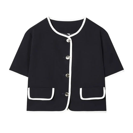 Cropped blazer med korte ærmer og lommer – Mirella