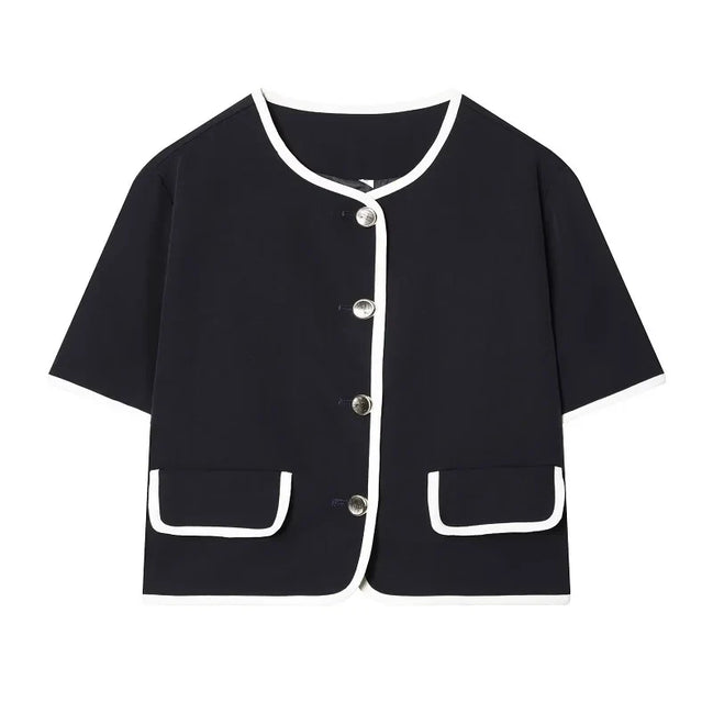 Cropped blazer med korte ærmer og lommer – Mirella