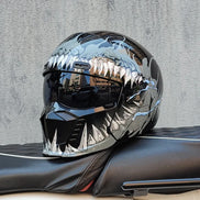 Unisex motorcykelhjelm med visir og full face design – hjelm til motorcykel og scooter – Nexorix