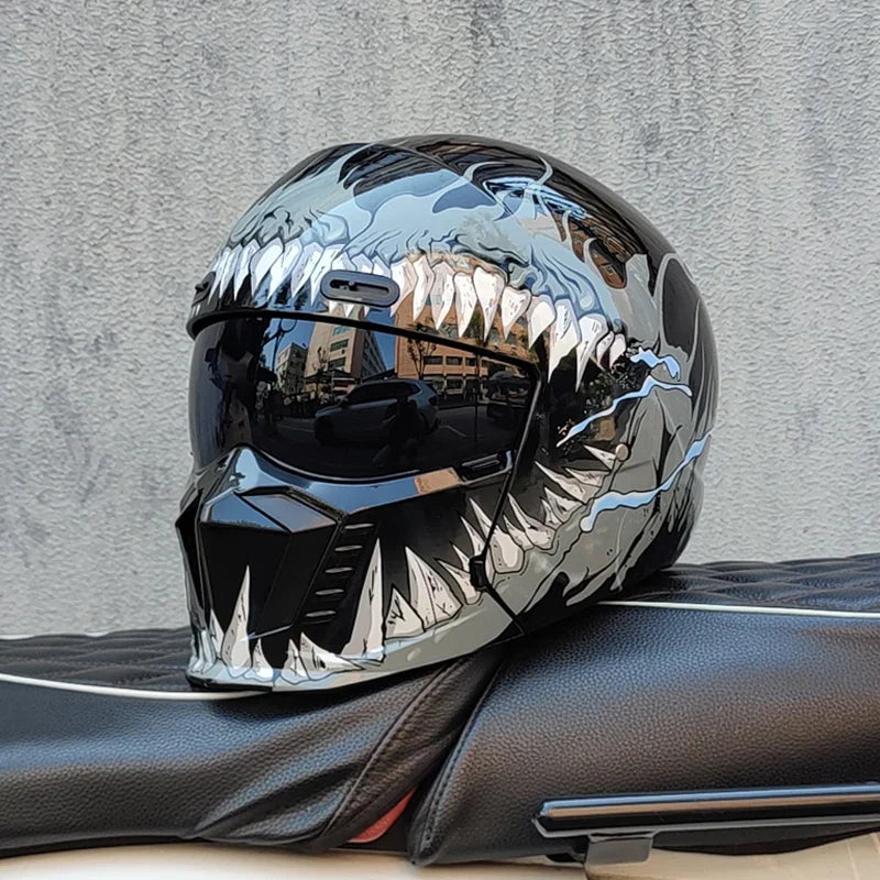 Unisex motorcykelhjelm med visir og full face design – hjelm til motorcykel og scooter – Nexorix