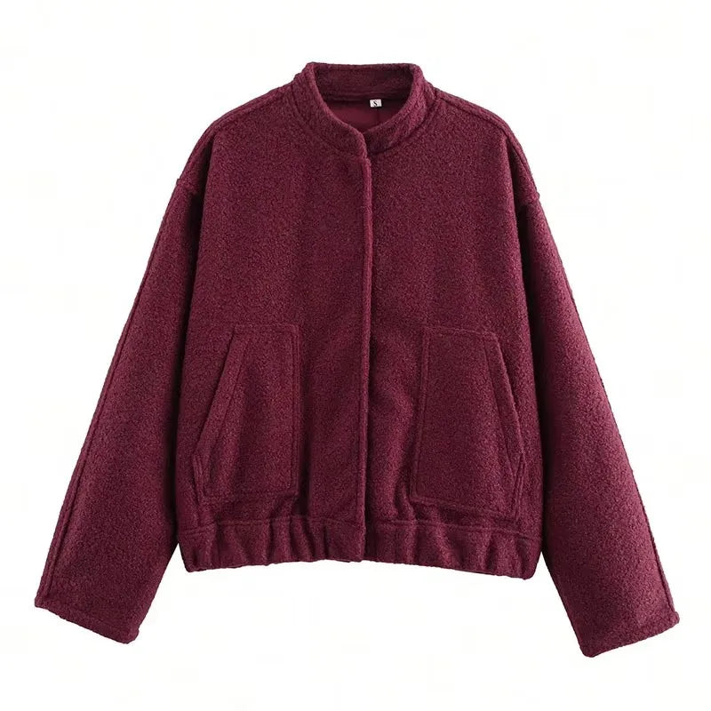 Melira jakke til kvinder – enkel kort jakke med lommer og knaplukning