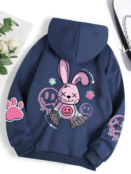Unisex hættetrøje med moderne print – blød fleece sweatshirt