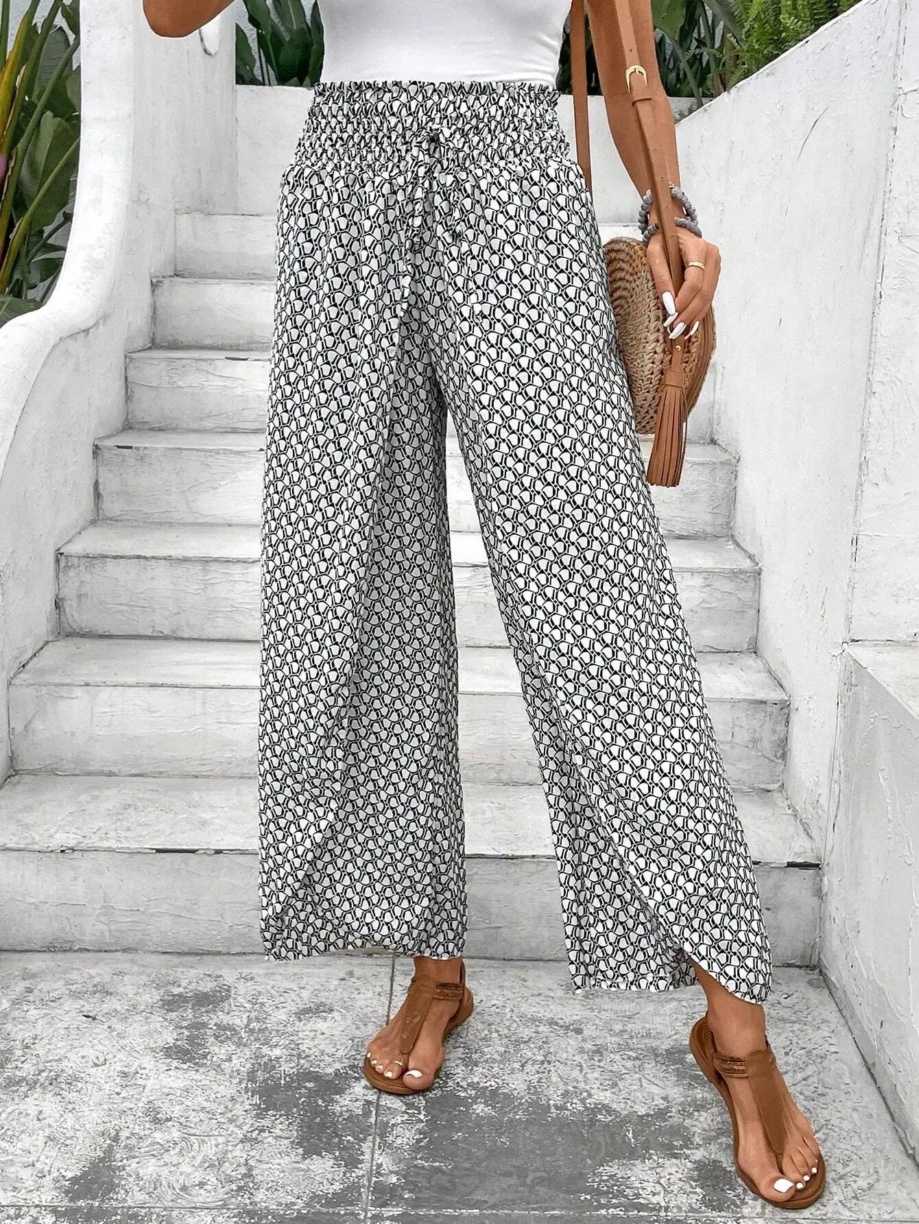 Paisoria dame culotte – vide bukser med paisley mønster og elastisk talje