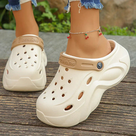 Dame plateau clogs med kilehæl og slip-on design – Eleva