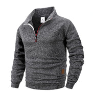 Herre pullover med høj krave og halv lynlås – Alveron
