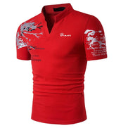 Herre polo shirt kortærmet polyester V-hals printet design
