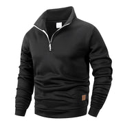 Herre pullover med høj krave og halv lynlås – Alveron