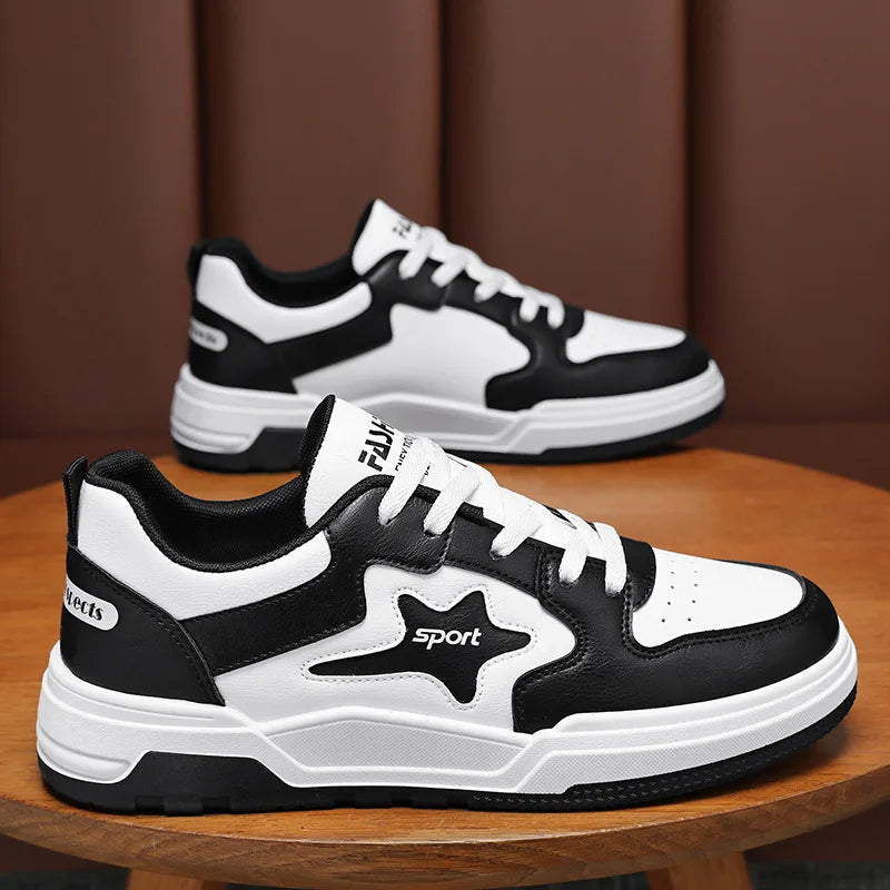 Herresneakers med snørelukning og gummisål i syntetisk materiale – Zentaro