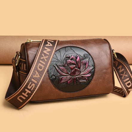 Floria Soft PU Crossbody Taske med Blomstermønster