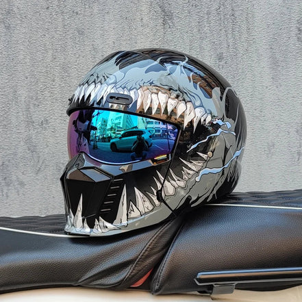 Unisex motorcykelhjelm med visir og full face design – hjelm til motorcykel og scooter – Nexorix