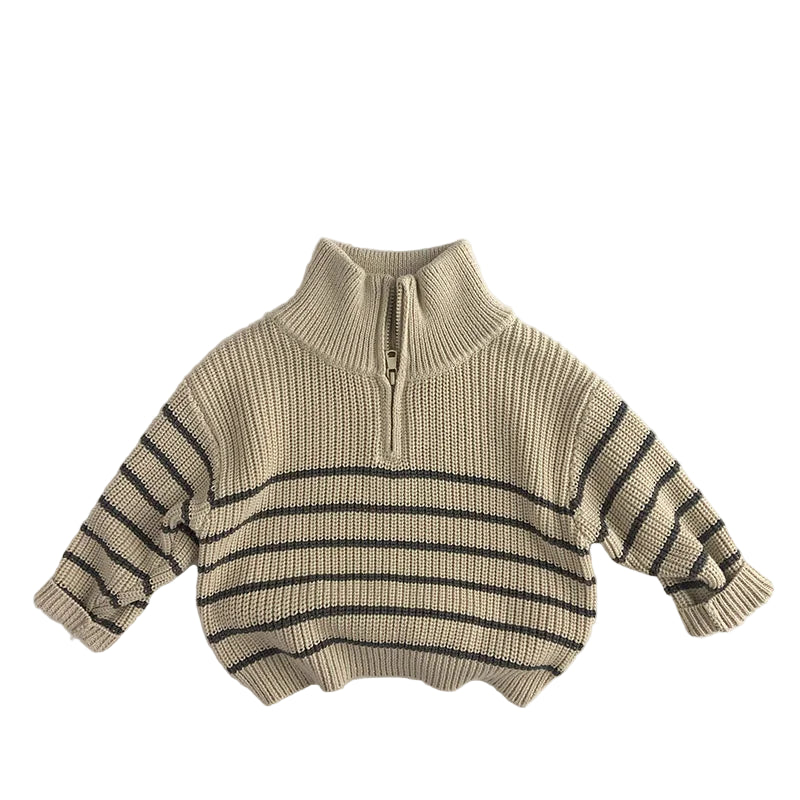 Milona børnesweater med høj krave og lynlås