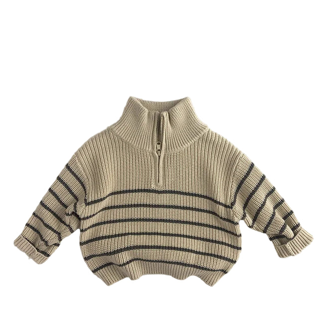 Milona børnesweater med høj krave og lynlås