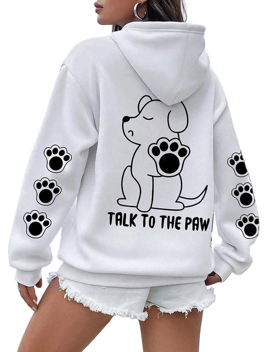 Talk To The Paw hættetrøje – varm fleece unisex trøje med hundeprint