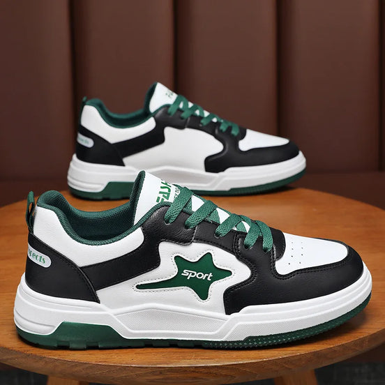 Herresneakers med snørelukning og gummisål i syntetisk materiale – Zentaro