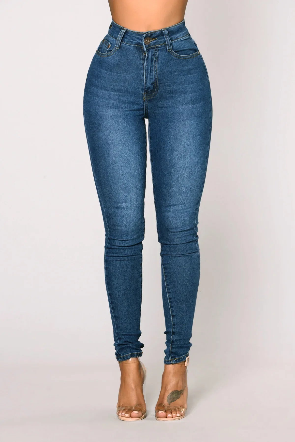 Højtaljede slim jeans