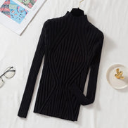 Norevet højhalset striktrøje – Slim fit pullover med ribdetaljer (One Size)