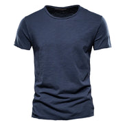 Herre T-shirt kortærmet bomuld rund hals let pasform