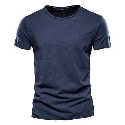 Herre T-shirt kortærmet bomuld rund hals let pasform