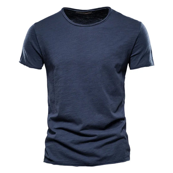 Herre T-shirt kortærmet bomuld rund hals let pasform