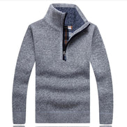 Herre striktrøje med halv lynlås og lange ærmer – slim fit sweater til hverdag – Tavrion